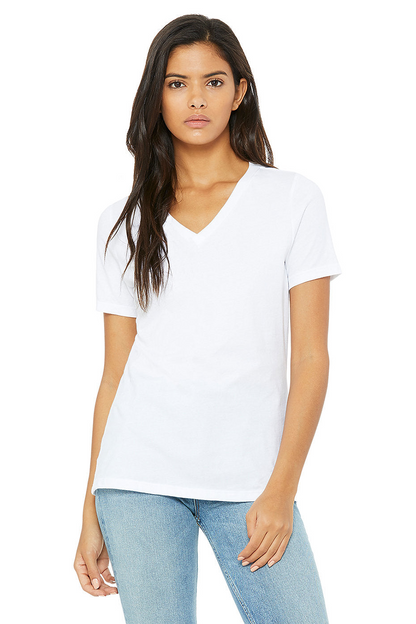 Bella Canvas 6405 Women's Relaxed Short Sleeve V-Neck Tee (S-XL)