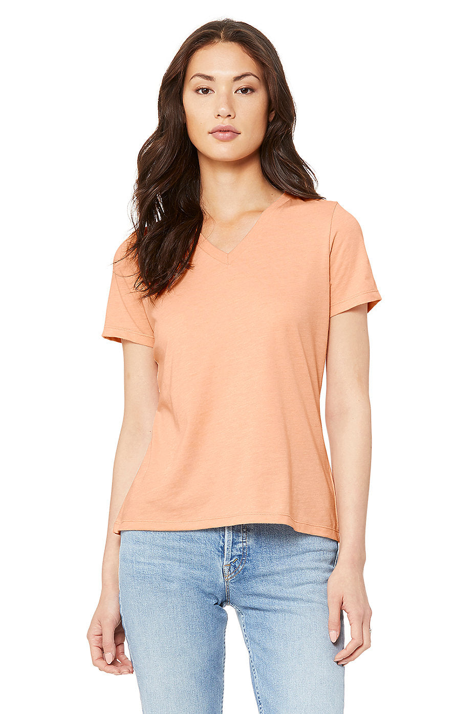 Bella Canvas 6405 Women's Relaxed Short Sleeve V-Neck Tee (S-XL)