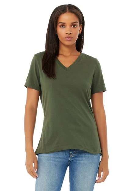 Bella Canvas 6405 Women's Relaxed Short Sleeve V-Neck Tee (S-XL)