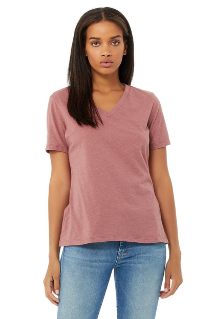 Bella Canvas 6405 Women's Relaxed Short Sleeve V-Neck Tee (S-XL)