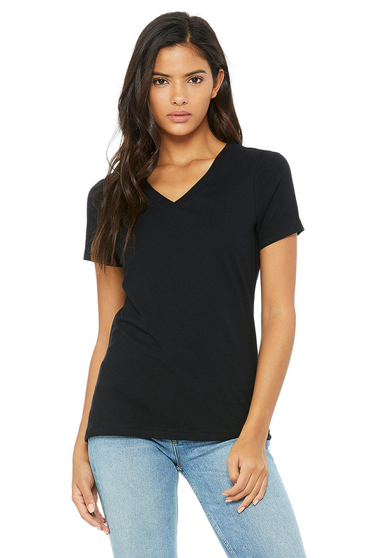 Bella Canvas 6405 Women's Relaxed Short Sleeve V-Neck Tee (S-XL)