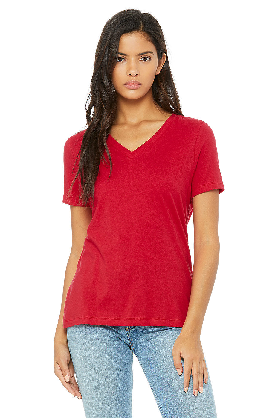 Bella Canvas 6405 Women's Relaxed Short Sleeve V-Neck Tee (S-XL)