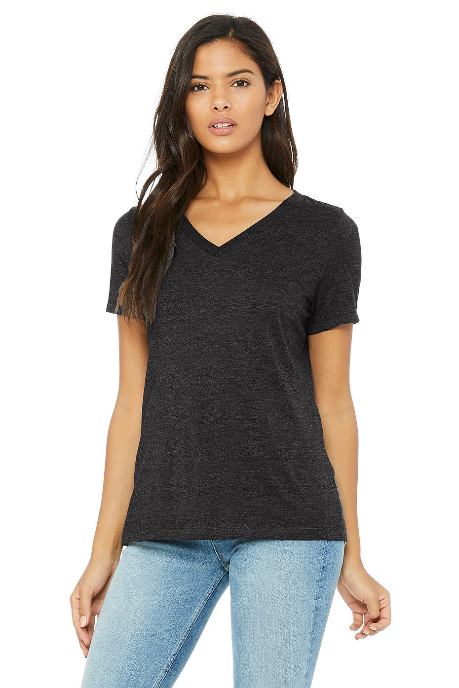 Bella Canvas 6405 Women's Relaxed Short Sleeve V-Neck Tee (S-XL)